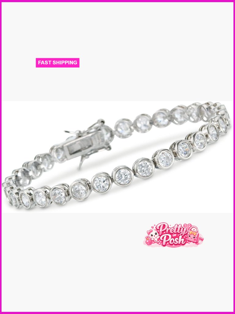 13.50 Ct T.W. Cz Tennis Bracelet In Sterling Silver - 8 Inch